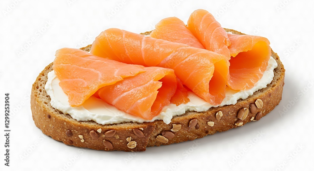 Smoked Salmon on Cream Cheese Bread Slice High-Quality Food Photography Smoked Salmon on Cream Cheese Bread Slice High-Quality Food Photography