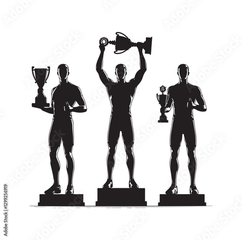 man holding trophy silhouette vector illustration
