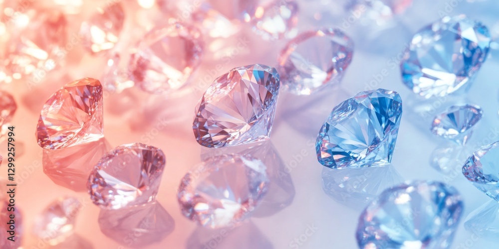 Sparkling gems create a beautiful display. The bright colors of pink and blue catch the light. This image showcases elegance and glamour. Perfect for design, marketing, and jewelry ads. AI Sparkling gems create a beautiful display. The bright colors of pink and blue catch the light. This image showcases elegance and glamour. Perfect for design, marketing, and jewelry ads. AI