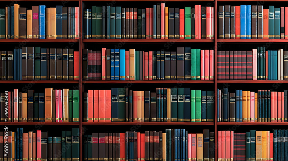 Full Bookshelf Displaying Varied Colors And Textures Of Hardcover Books In Wooden Interior Full Bookshelf Displaying Varied Colors And Textures Of Hardcover Books In Wooden Interior