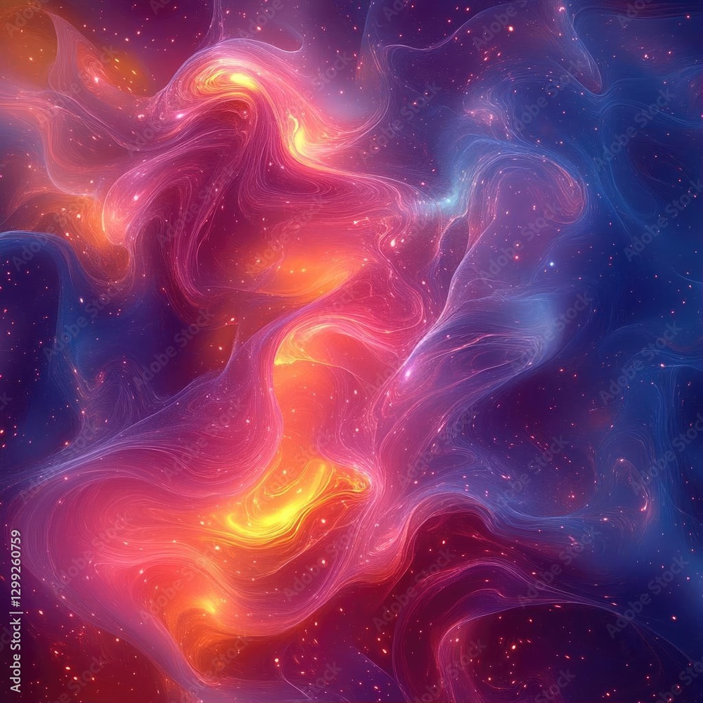 Abstract cosmic swirl of vibrant colors creating a dreamy atmosphere with stars Abstract cosmic swirl of vibrant colors creating a dreamy atmosphere with stars