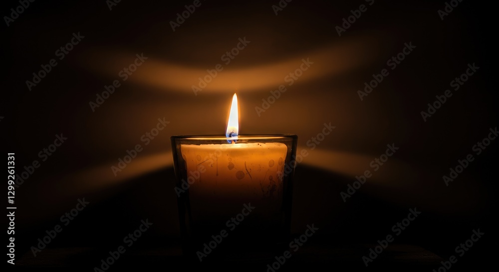 Candle flame casting shadow in dark room Candle flame casting shadow in dark room