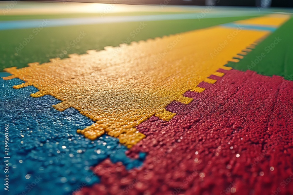 Fototapeta premium Colorful Play Area Flooring Tiles Close Up View