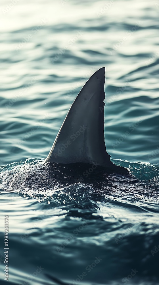 Fototapeta premium Lone predator shark fin near ocean surface image