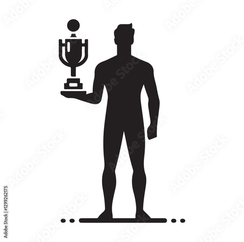 man holding trophy silhouette vector illustration