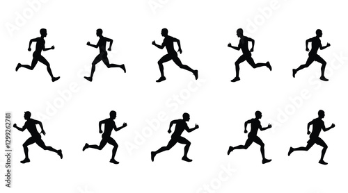 Marathon Running Silhouette Sequence | Jogging Motion | Athlete Sprinting Animation