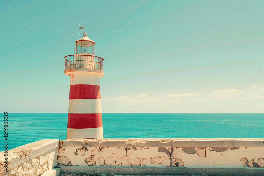Fototapeta premium Coastal Beacon: Lighthouse by the Sea