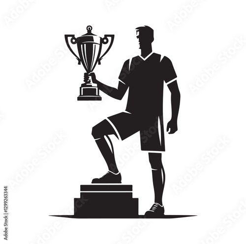 man holding trophy silhouette vector illustration