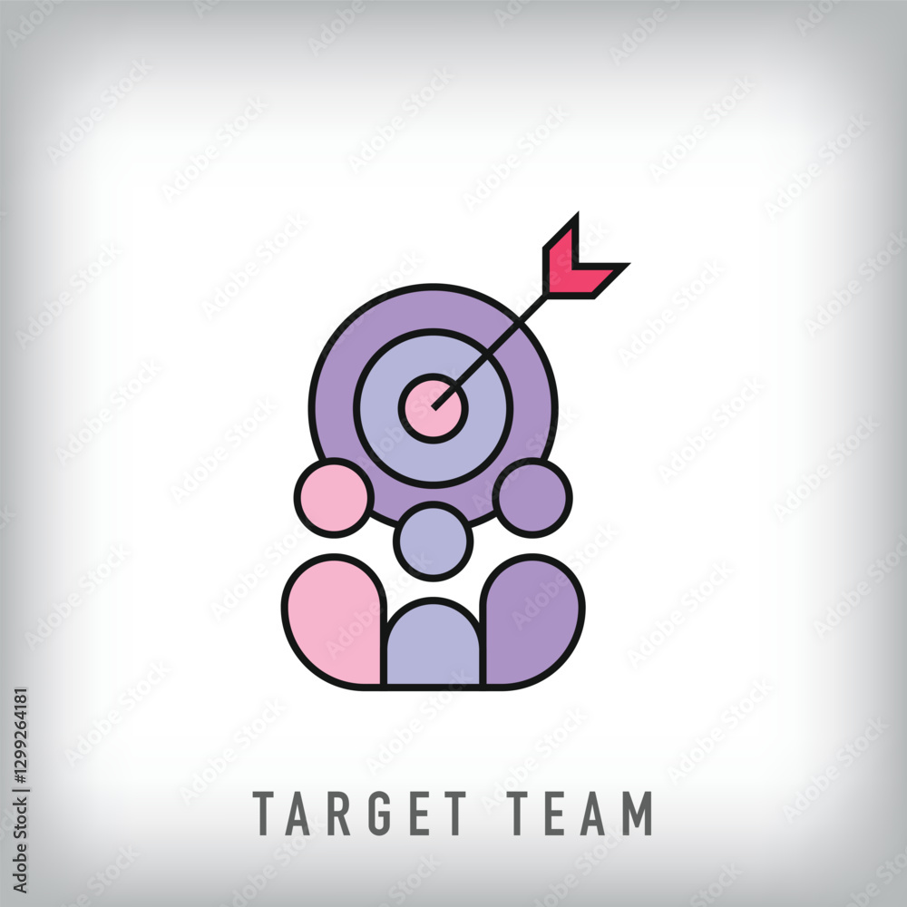 Obraz premium Unique target team line design. Team icon design for corporate brands.