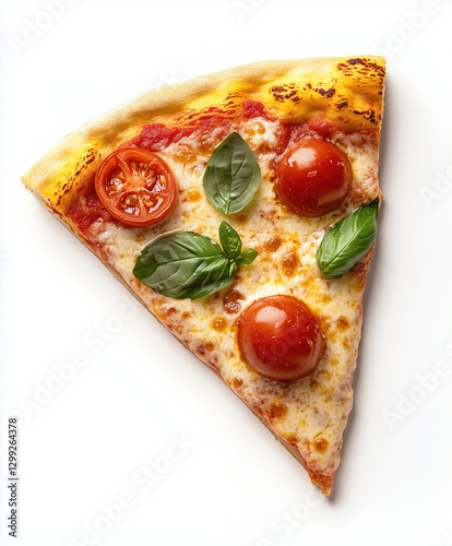 Obraz na płótnie Neapolitan pizza Margherita isolated on white background. One slice, top view. w salonie
