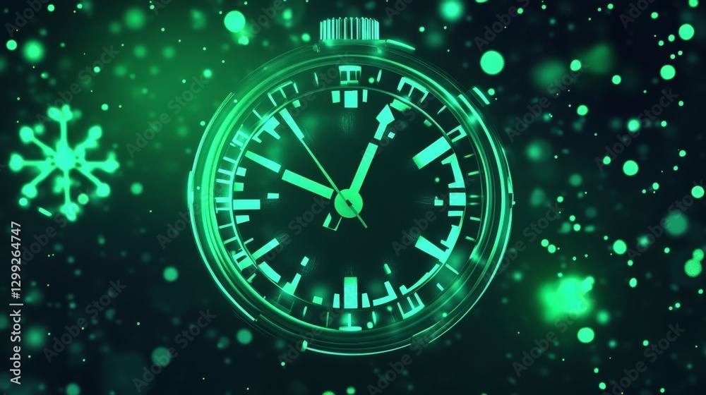Fototapeta premium Futuristic Green Digital Clock Design - A Modern Timepiece