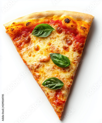 Neapolitan pizza Margherita isolated on white background. One slice, top view.
