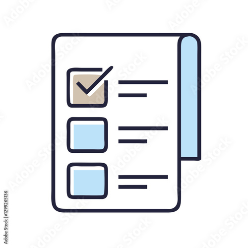 Minimalist checklist shows one completed task of three items. Clean line drawing in neutral tones suggests organization. Concept: Task management, productivity tools, planning services