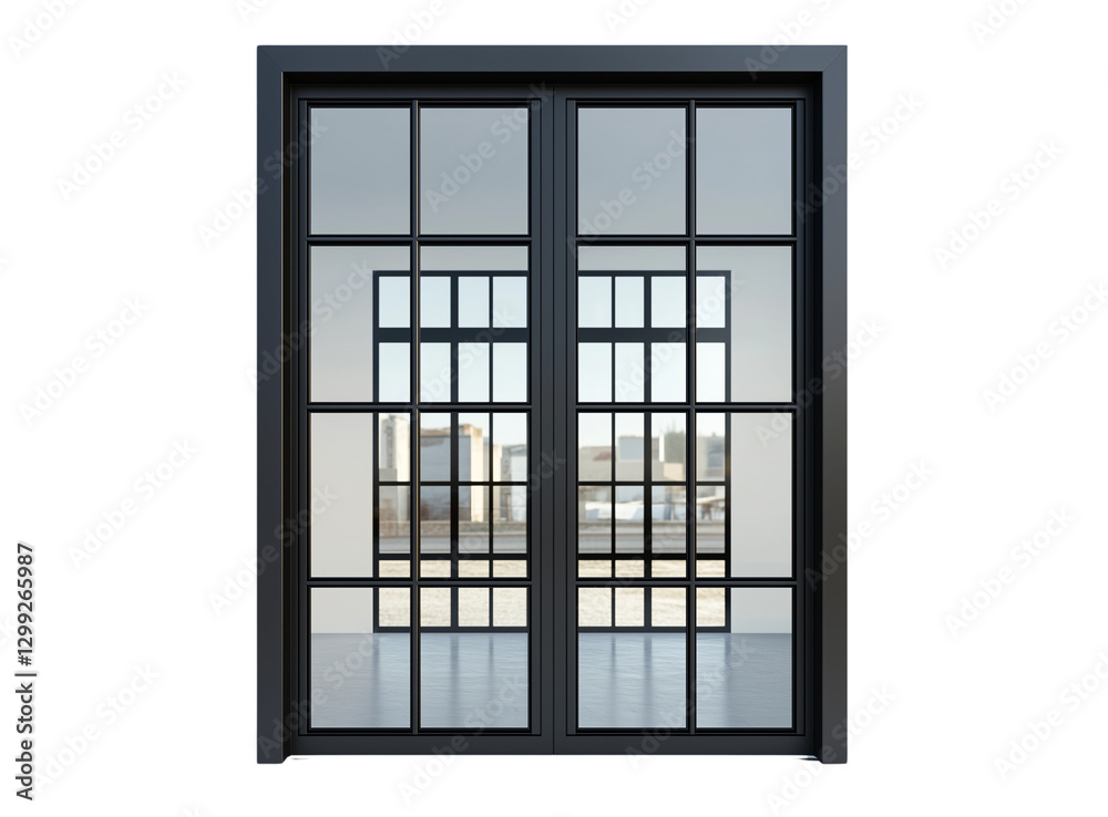 Modern Black Framed Window with Open Glass Panels on Transparent Background
Modern Black Framed Window with Open Glass Panels on Transparent Background
