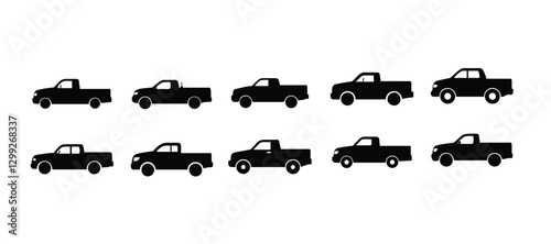 Pickup silhouette vector illustration set.