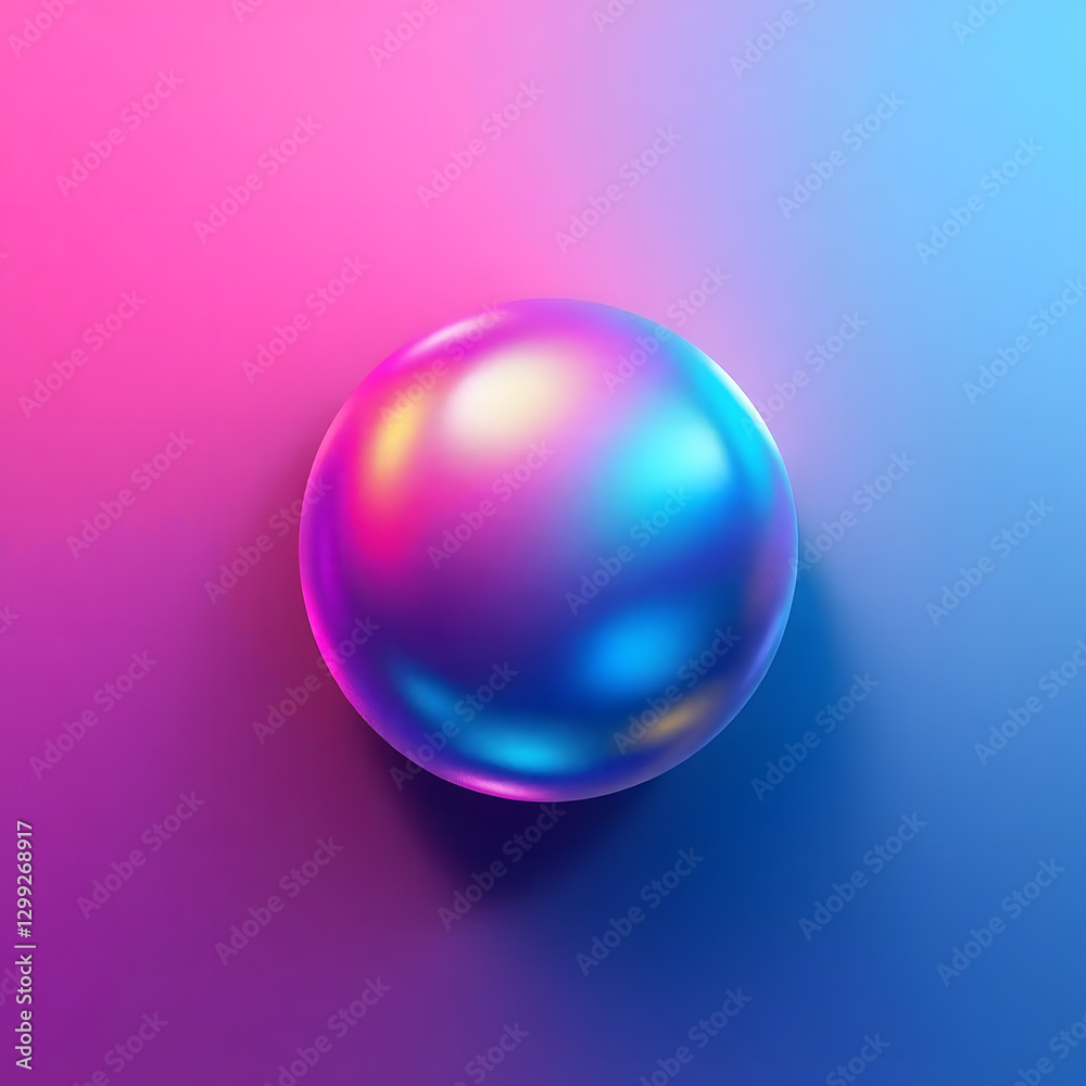 Iridescent pastel sphere with holographic light, 3D render color reflection, modern abstract ball design Iridescent pastel sphere with holographic light, 3D render color reflection, modern abstract ball design
