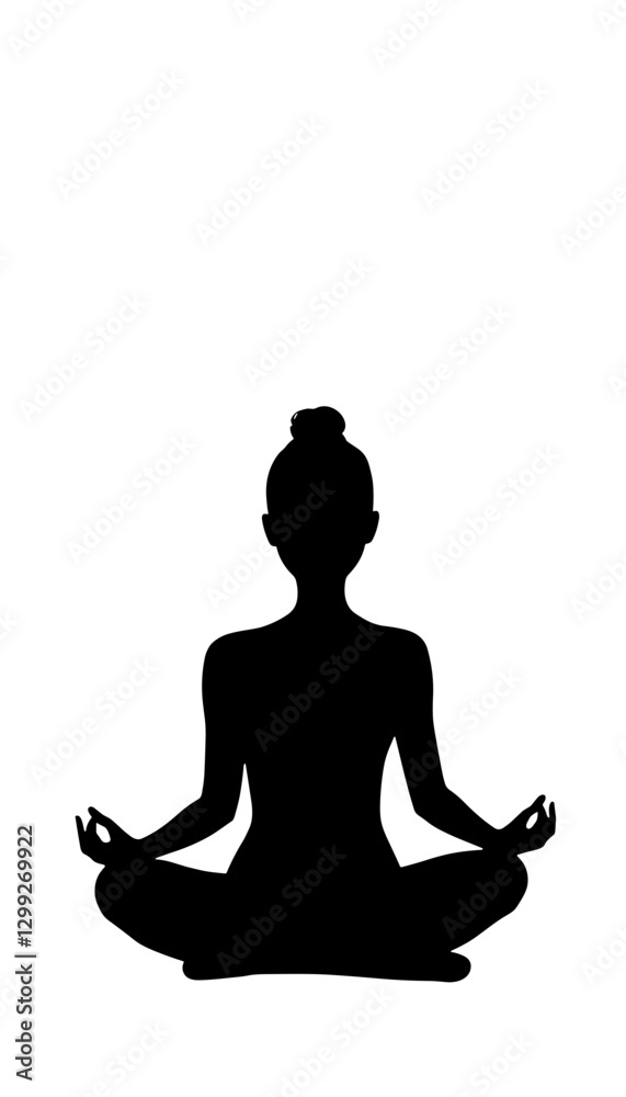 Silhouette of person meditating against plain background, zen comfort Silhouette of person meditating against plain background, zen comfort