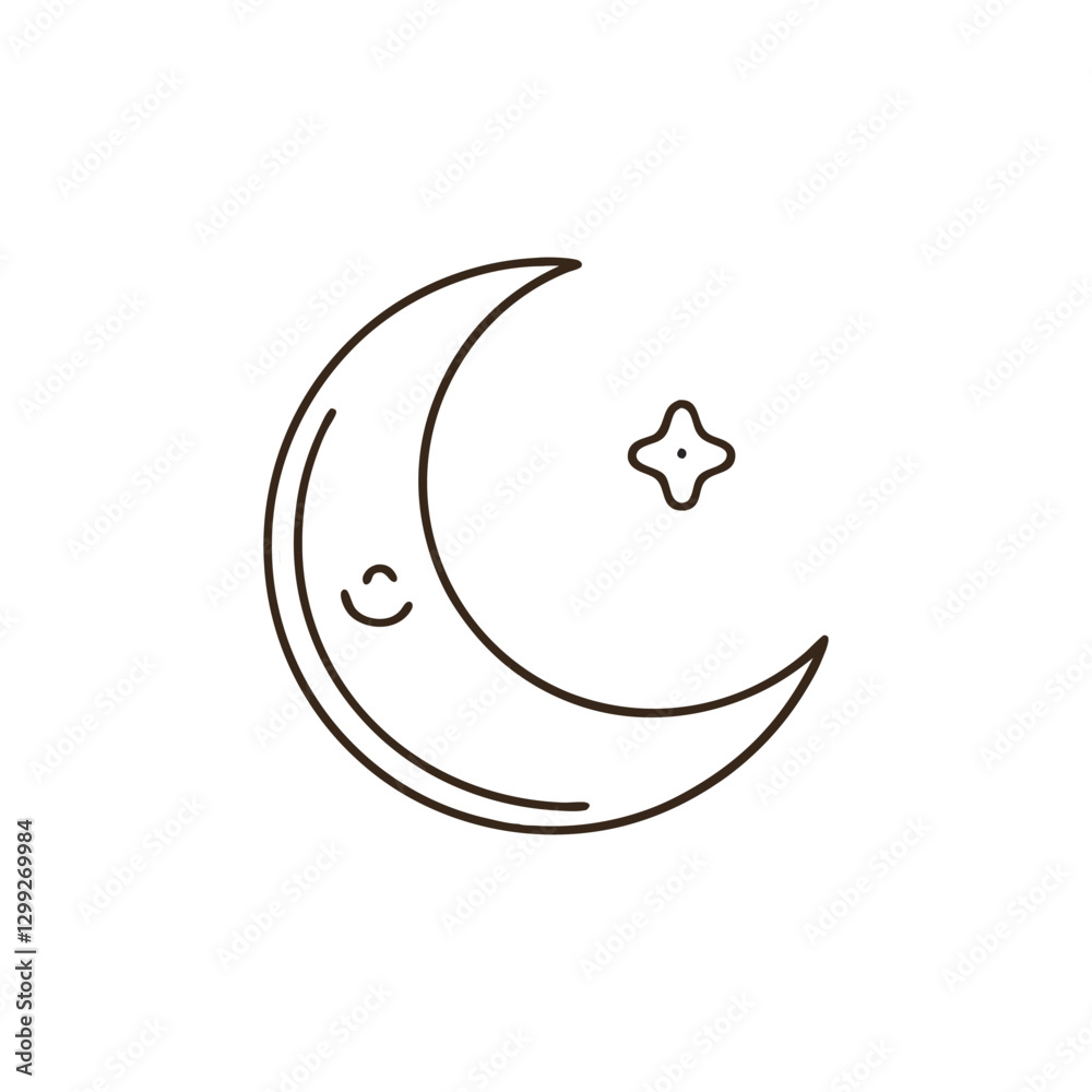 Ramadan crescent moon line art vector illustration Ramadan crescent moon line art vector illustration