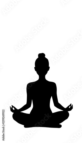 Silhouette of person meditating against plain background, zen comfort