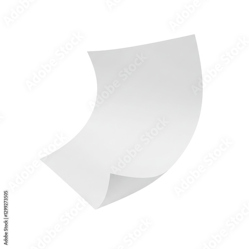 Flying White Paper isolated on transparent background, Falling White Blank Paper PNG 