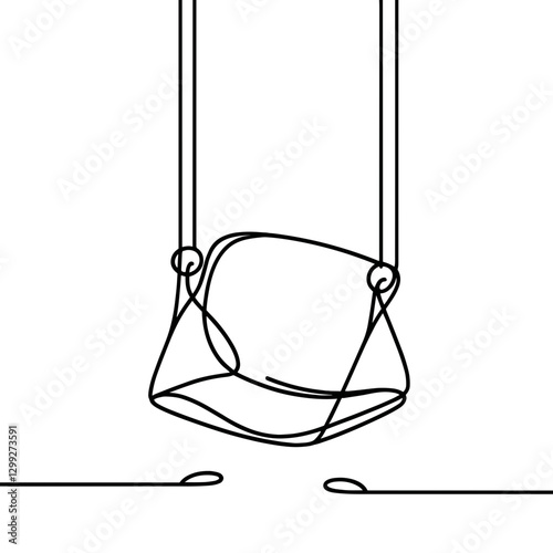 Swing icon in minimalistic style, playful childhood concept, line drawing