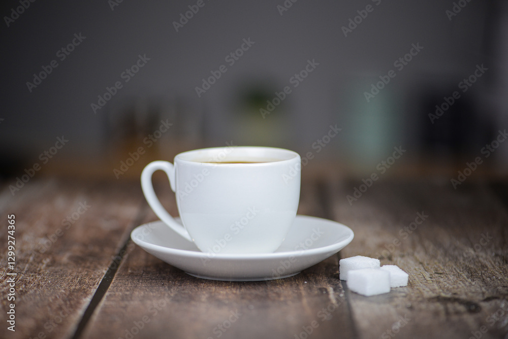 Fresh aromatic coffee on a wooden kitchen table Fresh aromatic coffee on a wooden kitchen table