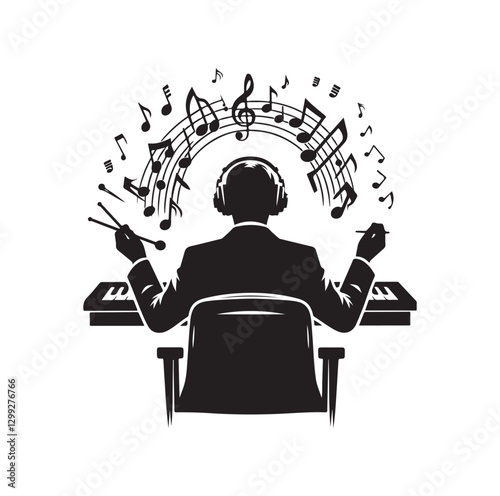 Music Director silhouette vector illustration