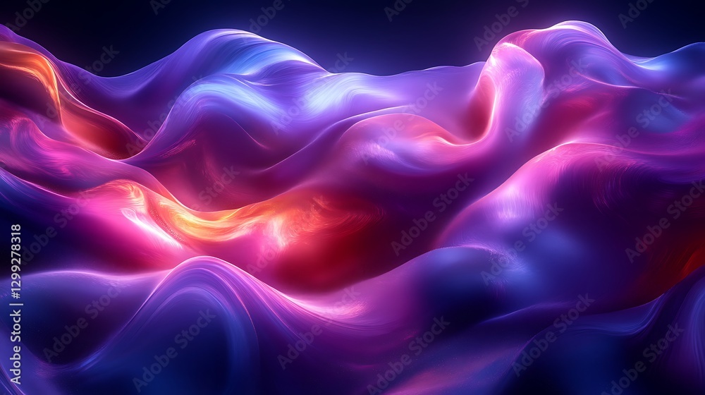 Fototapeta premium Futuristic colorful silk-like waves digital art high resolution hd photo