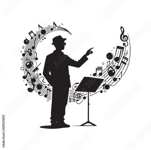 Music Director silhouette vector illustration
