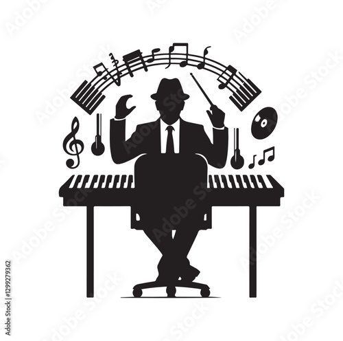 Music Director silhouette vector illustration
