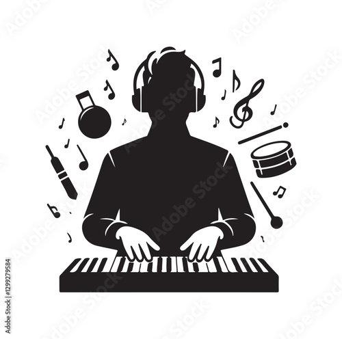 Music Director silhouette vector illustration
