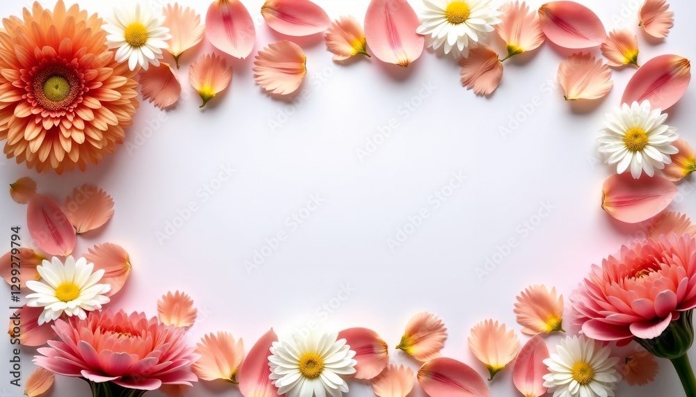 Petal frame with flowers and ample copy space for mockup design Petal frame with flowers and ample copy space for mockup design
