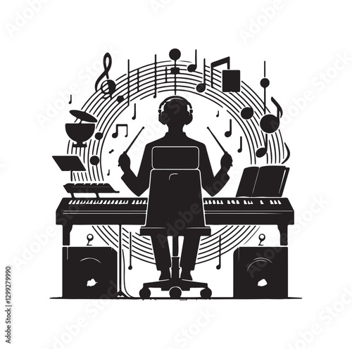 Music Director silhouette vector illustration
