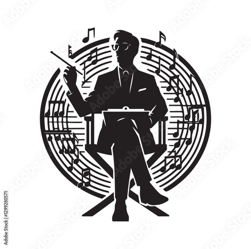 Music Director silhouette vector illustration
