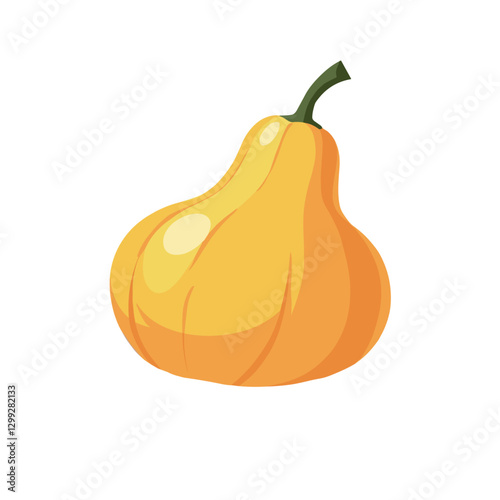 Stylized gourd illustration with a vibrant yellow color perfect for autumn Simplistic isolated vector art with stem