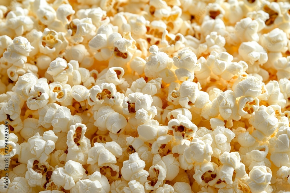 Close-up view of freshly made fluffy popcorn kernels Close-up view of freshly made fluffy popcorn kernels