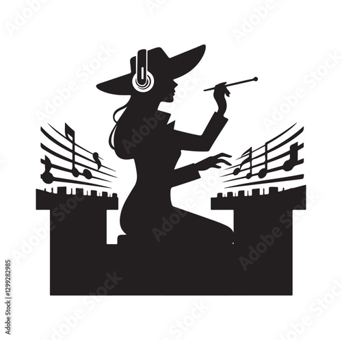 Music Director silhouette vector illustration
