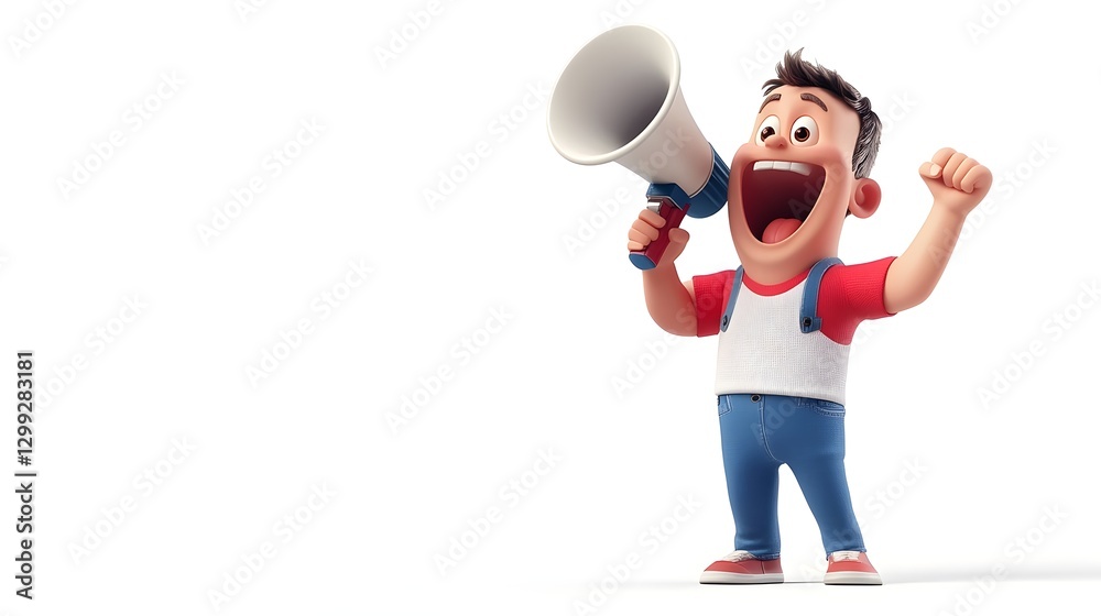 Cartoon Boy with Megaphone on white background Cartoon Boy with Megaphone on white background