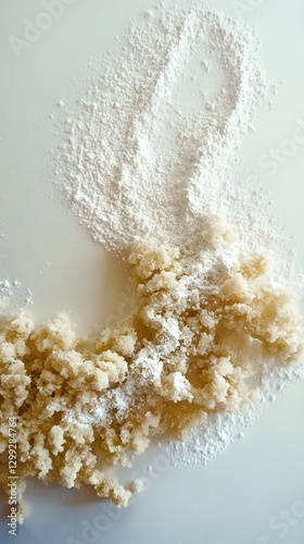 Wallpaper Mural Dough and Flour: A close-up shot showcasing a partially mixed dough with flour, revealing the initial stages of a baking process. Torontodigital.ca