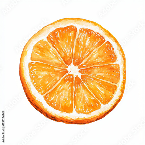 Fototapeta Naklejka Na Ścianę i Meble -  A Watercolor hand-painted sliced orange painting illustration isolated on a white background, illustration, AI painted illustration, orange fruit