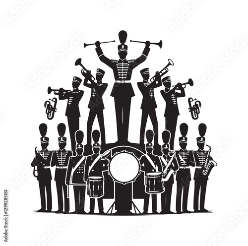 Marching Band silhouette vector illustration