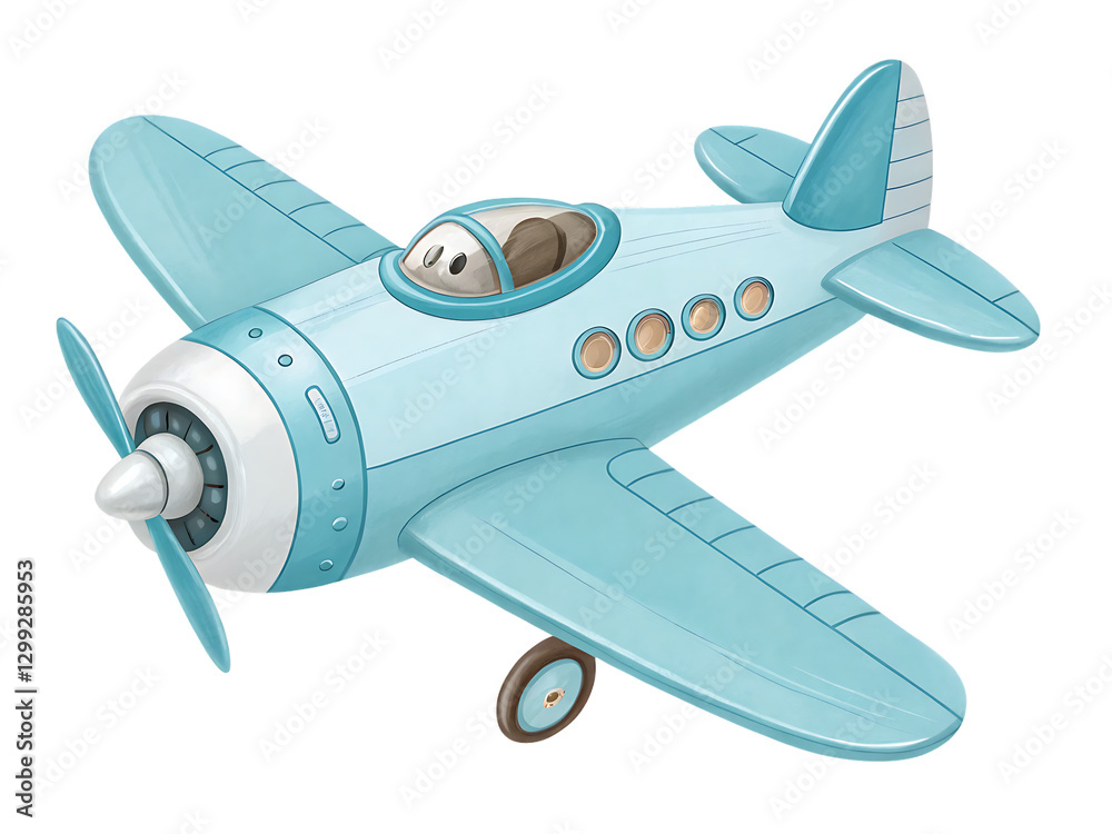 Naklejka premium light blue toy airplane isolated on backgarund white