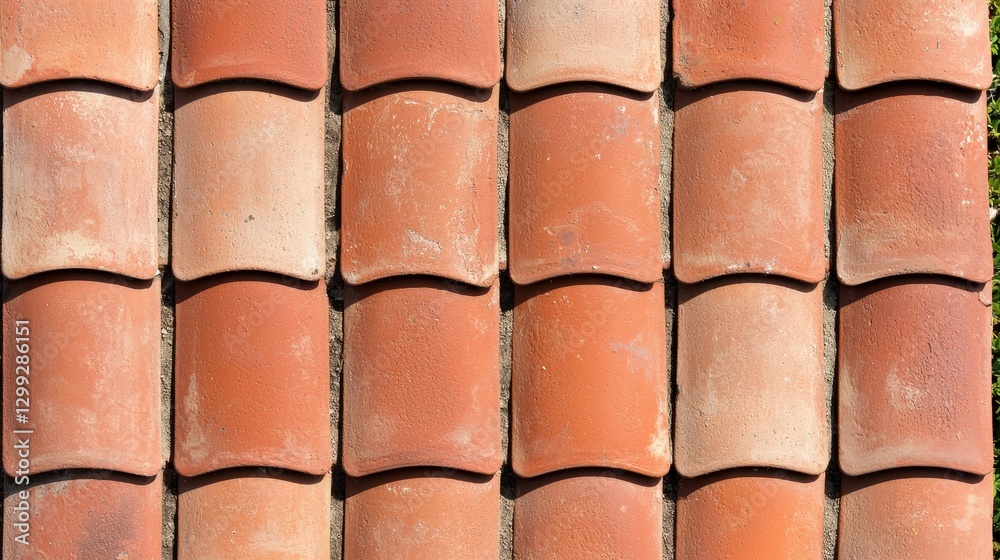 Red clay roof tiles, close-up, sunlight, texture Red clay roof tiles, close-up, sunlight, texture