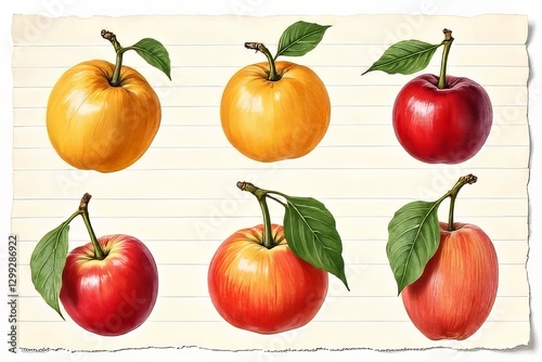 Hand Drawn Apples and Cherries Illustration