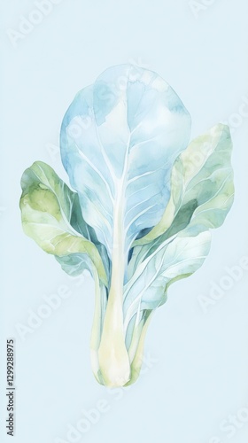 Delicate Watercolor Bok Choy Illustration - Vibrant Pastel Colors