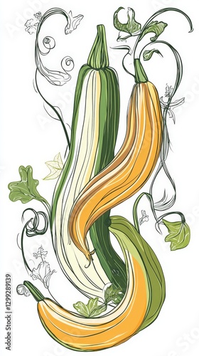Stunning Zucchini Illustration with Intricate Botanical Details