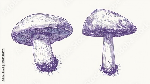 Vintage Mushroom Illustration - Detailed Botanical Drawing for Home Decor
