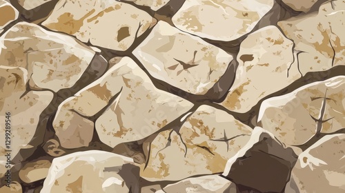 Beige Stone Wall Pattern Design for Interior and Exterior Decor