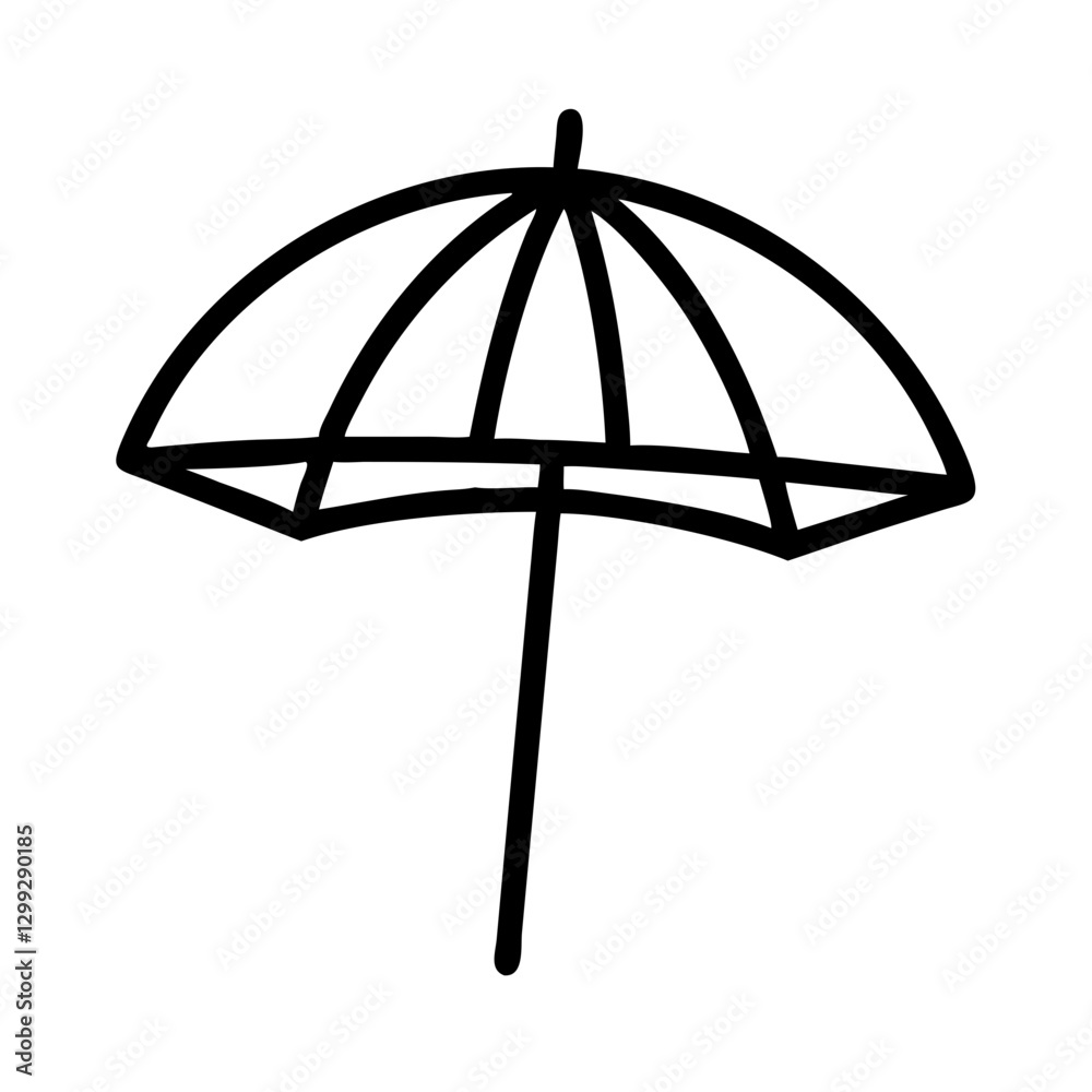 Beach umbrella outline icon in black and white Beach umbrella outline icon in black and white