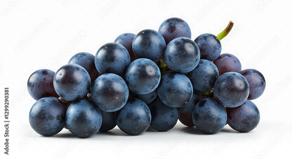 Blue Grapes Cluster Closeup Isolated on White Background Blue Grapes Cluster Closeup Isolated on White Background
